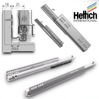 Hettich - ATIRA - QUADRO V6 plnovýsuv s tlmením, 50kg (Variant Dľžka 420mm)
