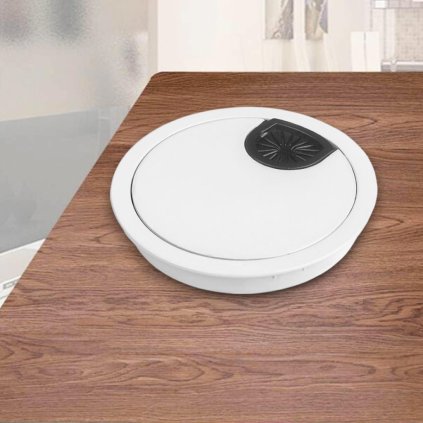 Priechodka káblová, kovová KLIK, 80 mm, biela