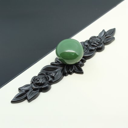 Úchytka - Tomurcuk - 1800, Zelená porcelán / Čierná (VAR ROZTEC 96 mm)