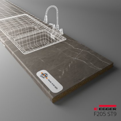 EGGER - Pracovná doska - F205 ST9 - Pietra Grigia antracitová (Variant Dľžka 2050 mm, Variant Šírka 600 mm)