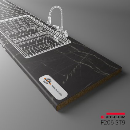 EGGER - Pracovná doska - F206 ST9 - Pietra Grigia čierna (Variant Dľžka 2050 mm, Variant Šírka 600 mm)