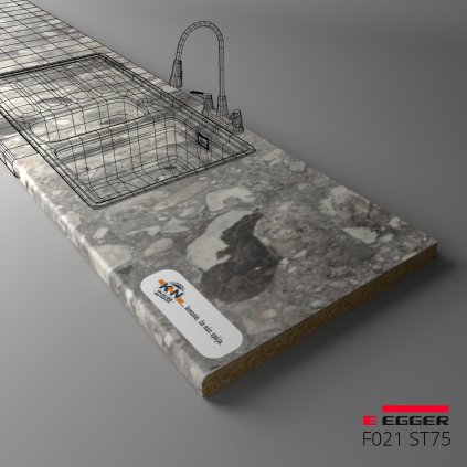 EGGER - Pracovná doska - F021 ST75 - Terrazzo triestino šedé (Variant Dľžka 4100 mm, Variant Šírka 920 mm)