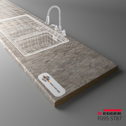 EGGER - Pracovná doska - F095 ST87 - Mramor Siena sivý - 38 mm (Variant Dľžka 4100 mm, Variant Šírka 600 mm)