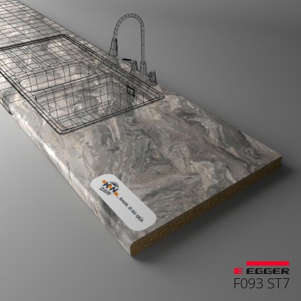 EGGER - Pracovná doska - F093 ST7 - Mramor Cipollino sivý (Variant Dľžka 4100 mm, Variant Šírka 600 mm)
