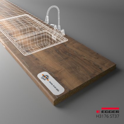 EGGER - Pracovná doska - H3176 ST37 - Dub halifax cínový - 38 mm (Variant Dľžka 4100 mm, Variant Šírka 920 mm)