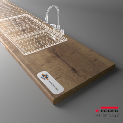 EGGER - Pracovná doska - H1181 ST37 - Dub Halifax Tabak - 38 mm (Variant Dľžka 4100 mm, Variant Šírka 920 mm)