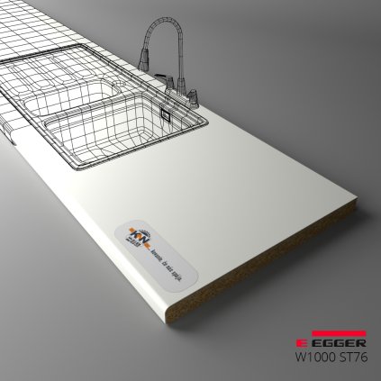EGGER - Pracovná doska - W1000 ST76 - Biely Premium (Variant Dľžka 2050 mm, Variant Šírka 600 mm)