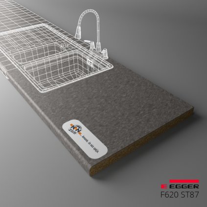 EGGER - Pracovná doska - F620 ST87 - Ocel sivá antracitová - 38 mm (Variant Dľžka 4100 mm, Variant Šírka 920 mm)