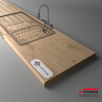 EGGER - Pracovná doska - H3359 ST32 - Dub Davenport prírodný svetlý - 38 mm (Variant Dľžka 4100 mm, Variant Šírka 650 mm)