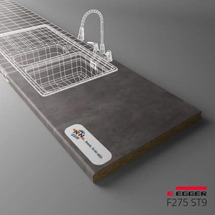 EGGER - Pracovná doska - F275 ST9 - Beton tmavý (Variant Dľžka 2050 mm, VARIANT ŠÍRKA 600 mm)