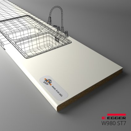 EGGER - Pracovná doska - W980 ST7 - Platinová biela (Variant Dľžka 4100 mm, Variant Šírka 600 mm)