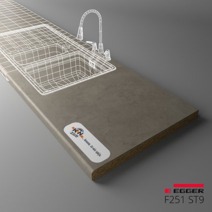 EGGER - Pracovná doska - F251 ST9 - Kameň Gavi Taupe (Variant Dľžka 4100 mm, Variant Šírka 920 mm)