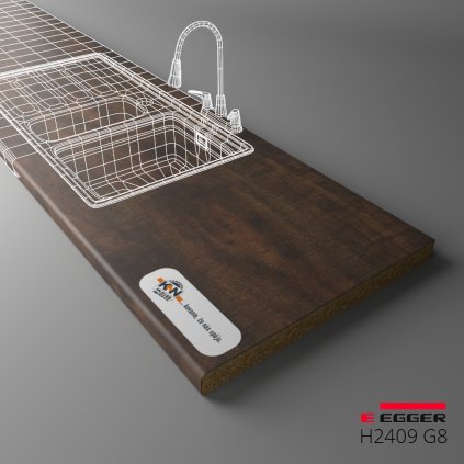 EGGER - Pracovná doska - H2409 G8 - Dub Cardiff hnedý - 38 mm (Variant Dľžka 2050 mm, Variant Šírka 600 mm)