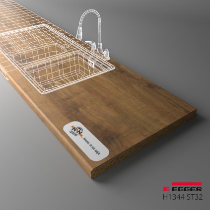 EGGER - Pracovná doska - H1344 ST32 - Dub Sherman koňakovo hnedý - 38 mm (Variant Dľžka 4100 mm, Variant Šírka 600 mm)