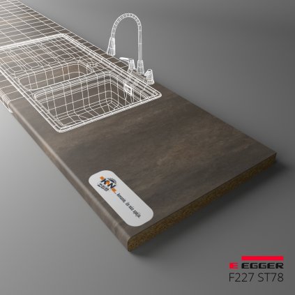 EGGER - Pracovná doska - F227 ST78 - Titanit Sivý - 38 mm (Variant Dľžka 2050 mm, Variant Šírka 600 mm)