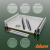 BLUM ANTARO - Komplet zásuvka biele drevené dno do korpusu 750 mm / (Variant Dľžka výsuv 400 mm, VARIANT VÝŠKA výška N / 69 MM)