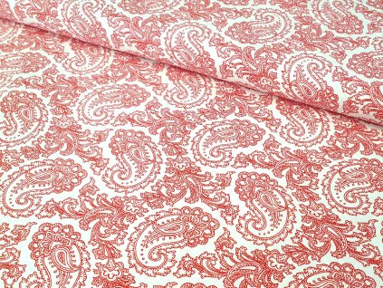 platno pruzne paisley cerveny