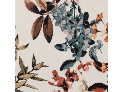 bavlneny saten cognac flowers
