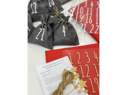 Adventní kalendář - DIY sada - materiál a návod na výrobu - červený
