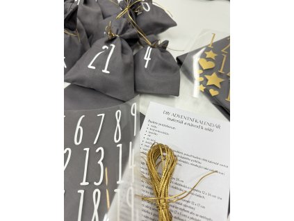 Adventní kalendář - DIY sada - materiál a návod na výrobu - šedý