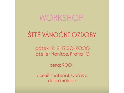VÁNOČNÍ ŠITÉ OZDOBY - workshop 12.12.2025 17:30-20:30 hod