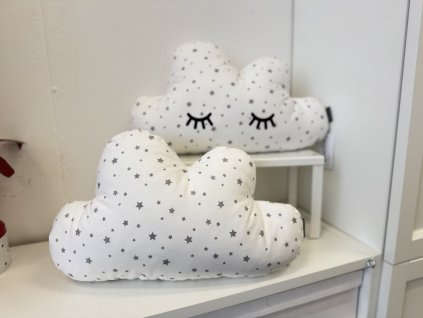 Polštářek mráček - bílý s šedými hvězdičkami