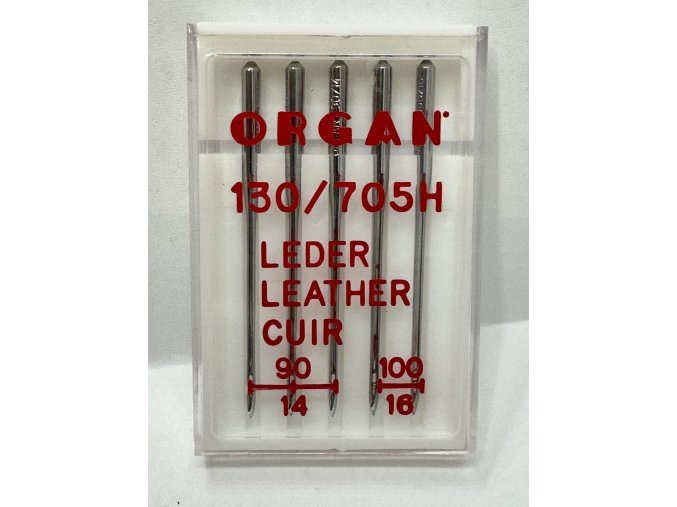 Strojové jehly Organ leather 90/14, 100/16
