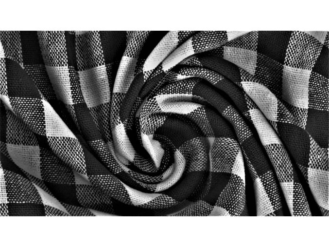 Bavlněné plátno - černo bílé káro 1cm