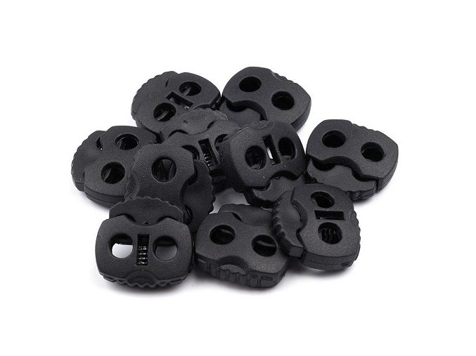 Brzdičky s dvěma dírkami 15x15 mm , černé, tmavě modré