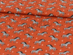 Bavlněné plátno - rezavé se zebrami