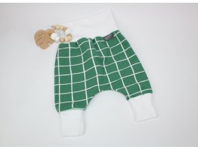 Baggy rostoucí kalhoty BIO - zelené s bílou mřížkou