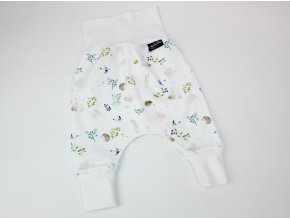 Baggy rostoucí kalhoty - bílé s jarní přírodou