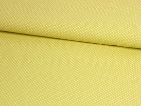 Bavlněné plátno - žluté s bílými puntíky