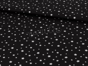 Bavlněné plátno - bílé hvězdičky na černé 13B