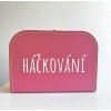 Kufřík tmavě růžový/žluté prošití se jménem na přání
