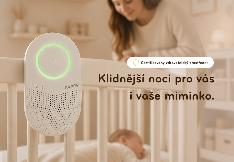 Nanny monitor dechu sleduje dýchání miminka a okamžitě vás upozorní. Vyrobeno v Jablonci nad Nisou, certifikováno jako zdravotnický prostředek.