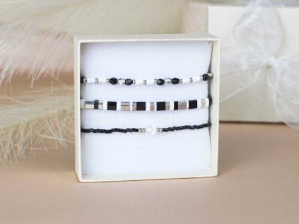 Sada náramků Miyuki Černý třpyt