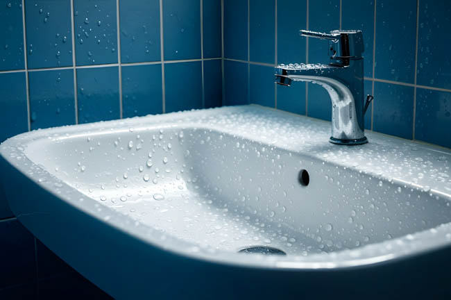 nano efekt v praxi - kuličky vody díky nano ochraně koupelny