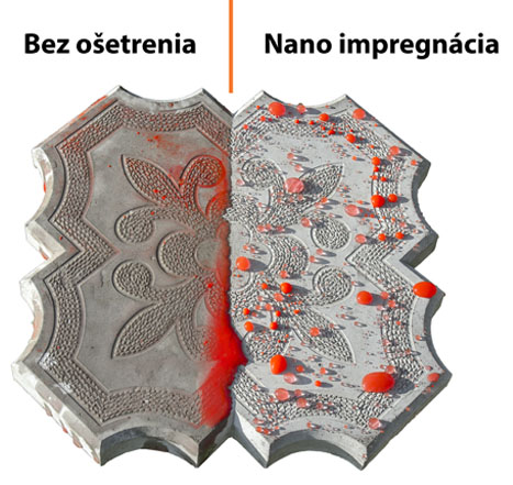 impregnácia dlažby - impregnovaná dlažba zostáva suchá, voda na povrchu tvorí guľôčky