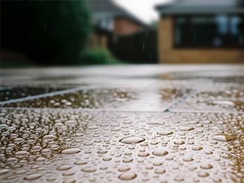 naimpregnovaná piesekovcová dlažba odoláva vode a nečistotám vďaka nanotechnológii