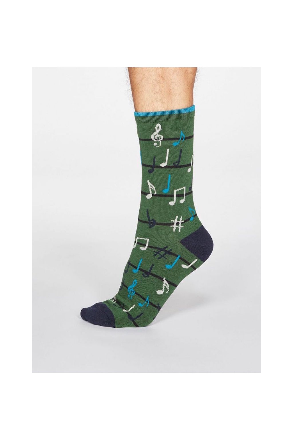 SPM634 OLIVE GREEN Luis Musical Note Bamboo Jersey Socks in Olive Green 1