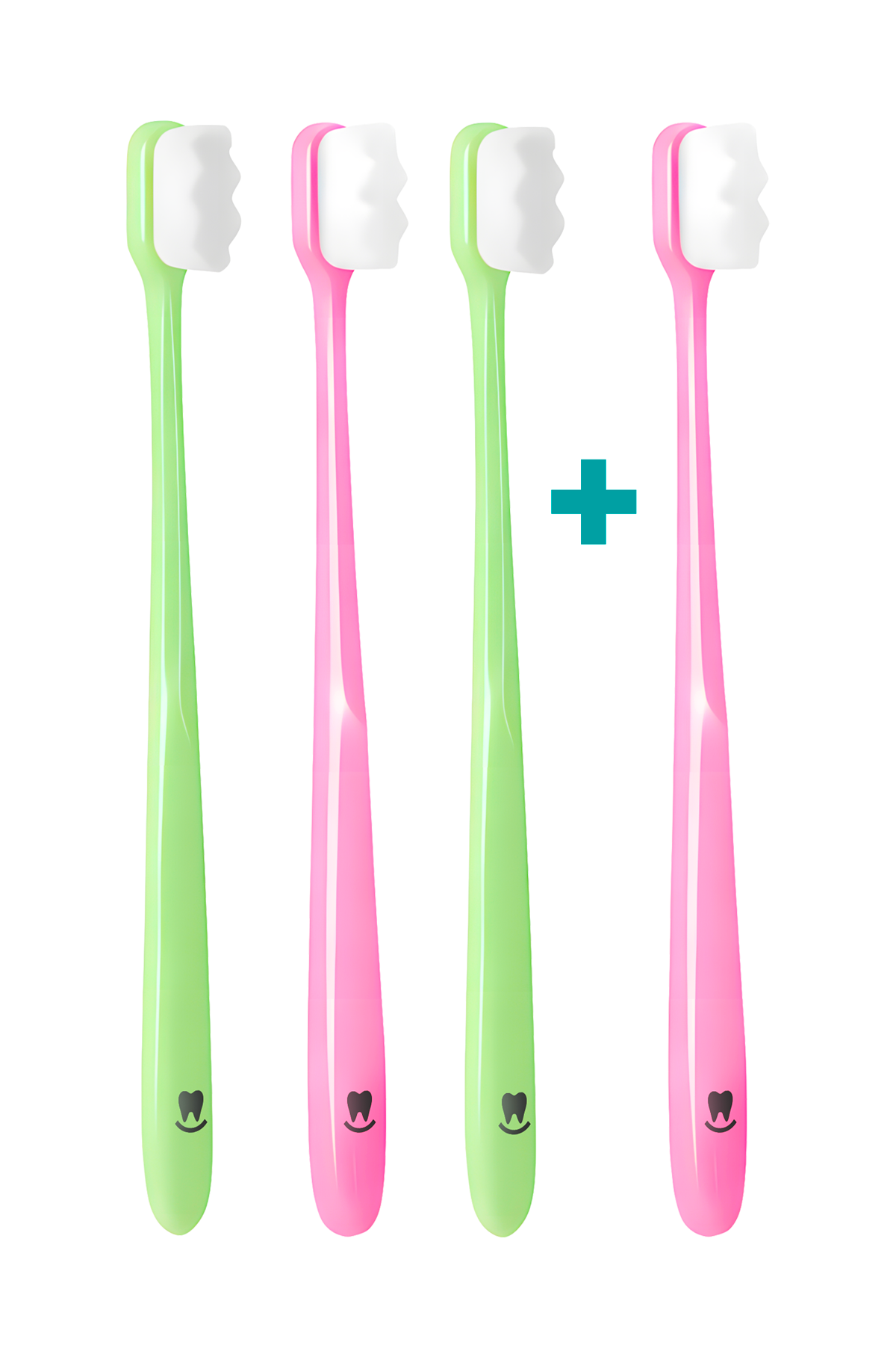 3+1 Ultrajemný zubní kartáček Nanosmile Green&Pink