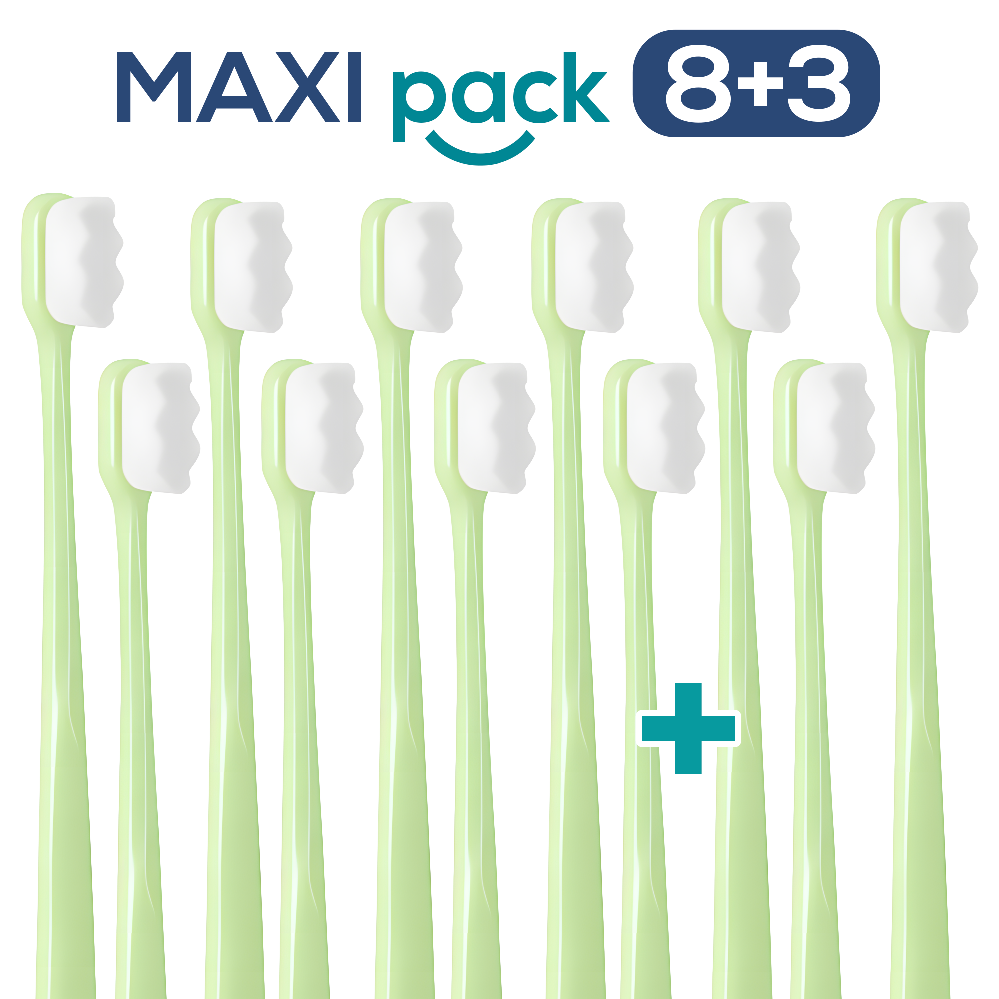 MAXI PACK 8+3 Ultrajemný zubní kartáček Nanosmile Green