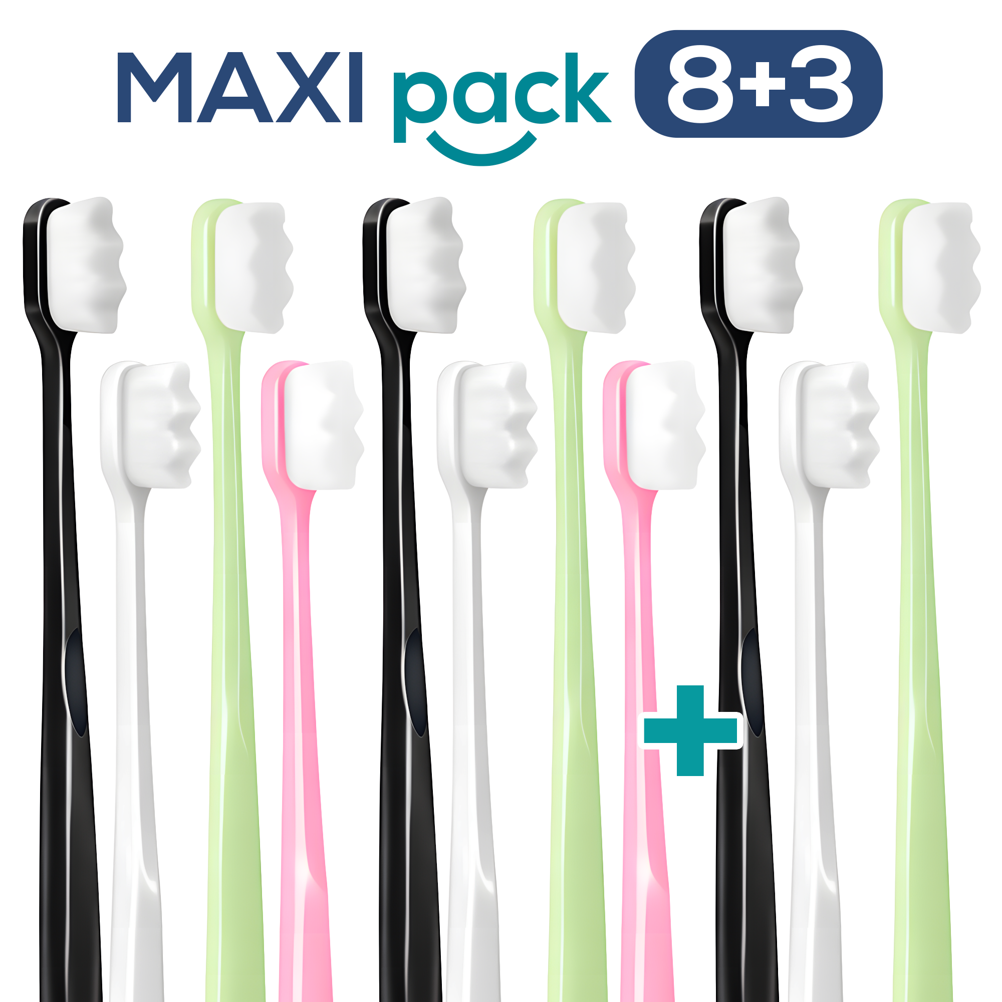 MAXI PACK 8+3 Ultrajemný zubní kartáček Nanosmile Multicolor