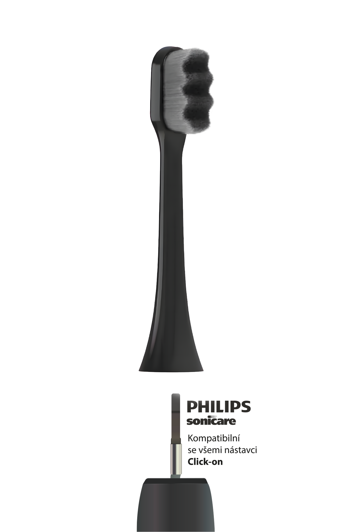 Ultrajemná hlavice Nanosmile Sonic Black pro elektrický kartáček Philips Sonicare