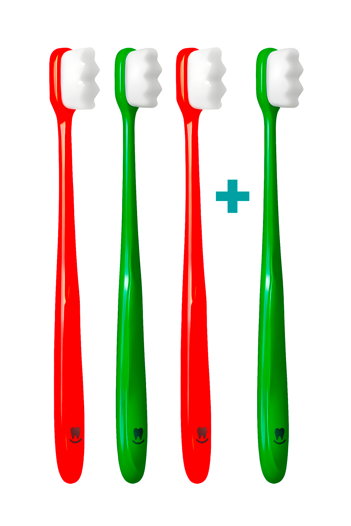 3+1 Ultrajemný zubní kartáček Nanosmile Red&Darkgreen