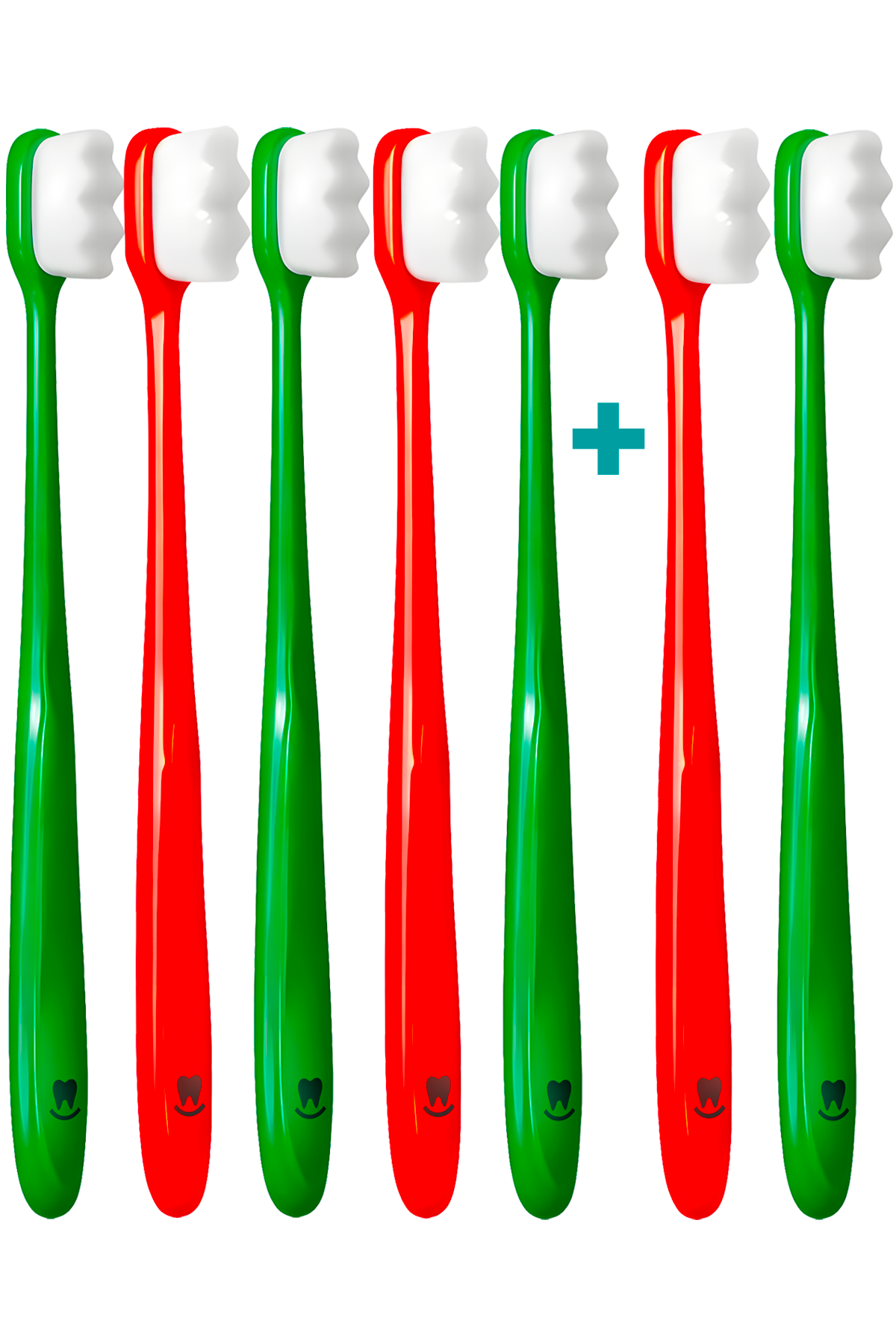 5+2 Ultrajemný zubní kartáček Nanosmile Red&Darkgreen