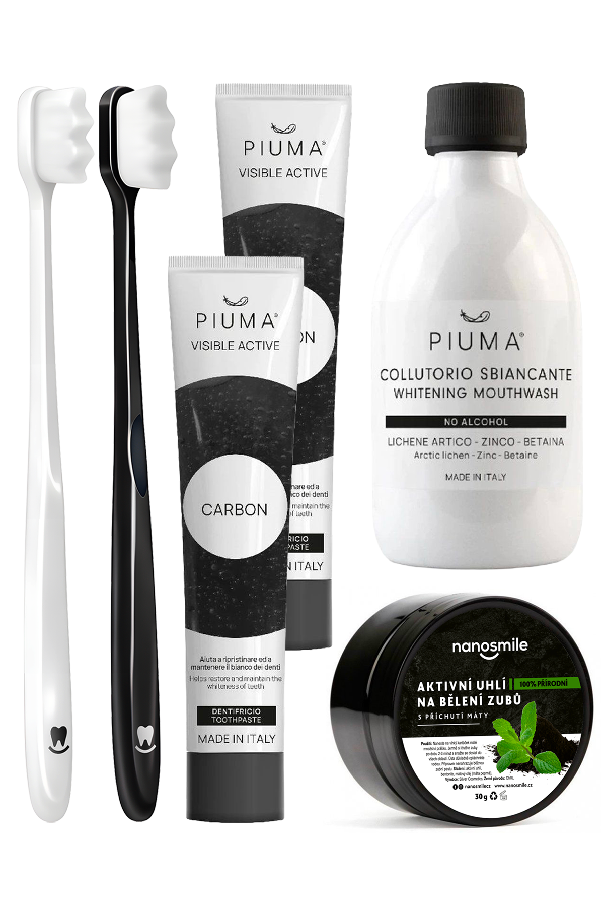Velký set na bělení zubů Nanosmile & Piuma