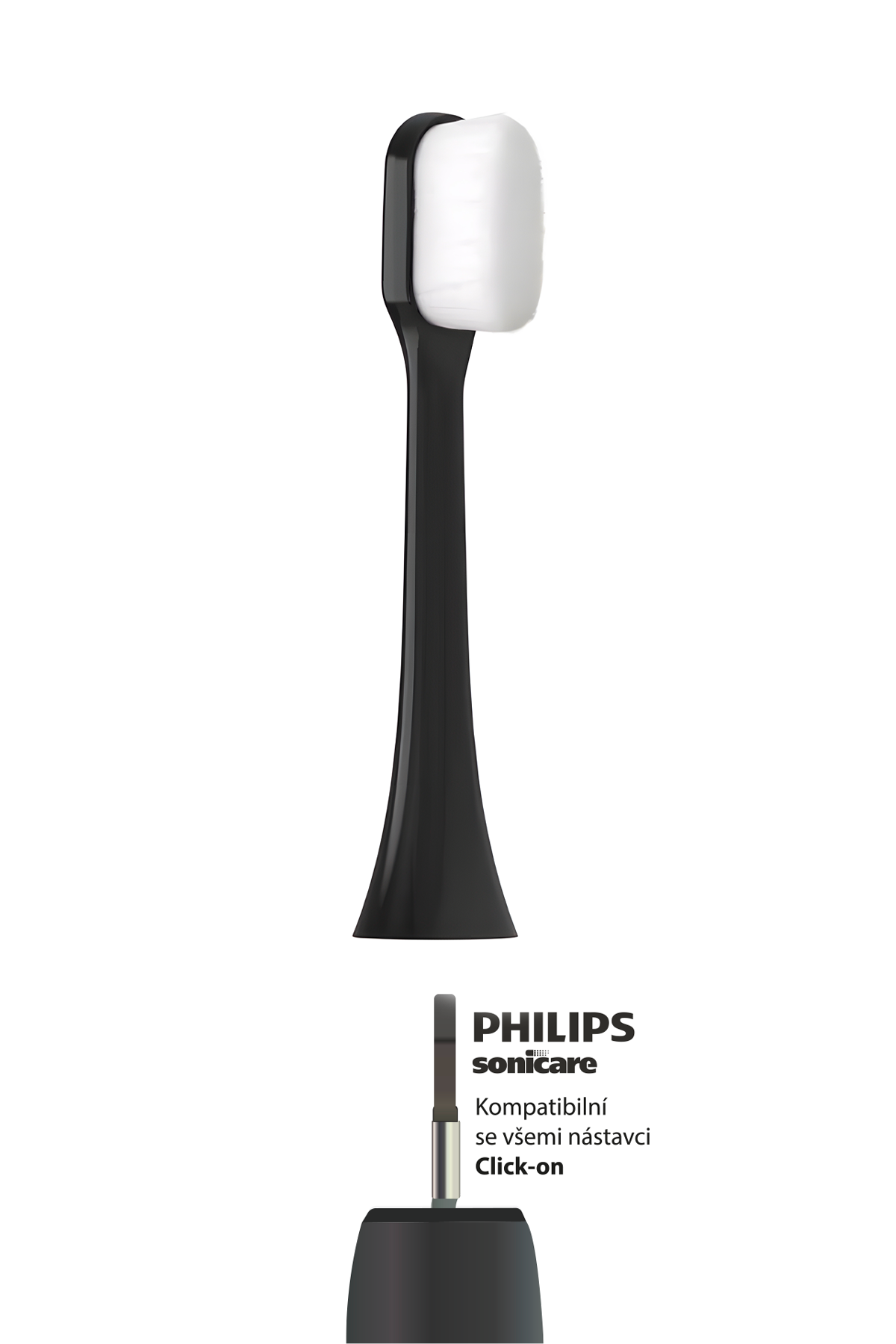 Ultrajemná hlavice Nanosmile Sonic Black FLAT pro elektrický kartáček Philips Sonicare