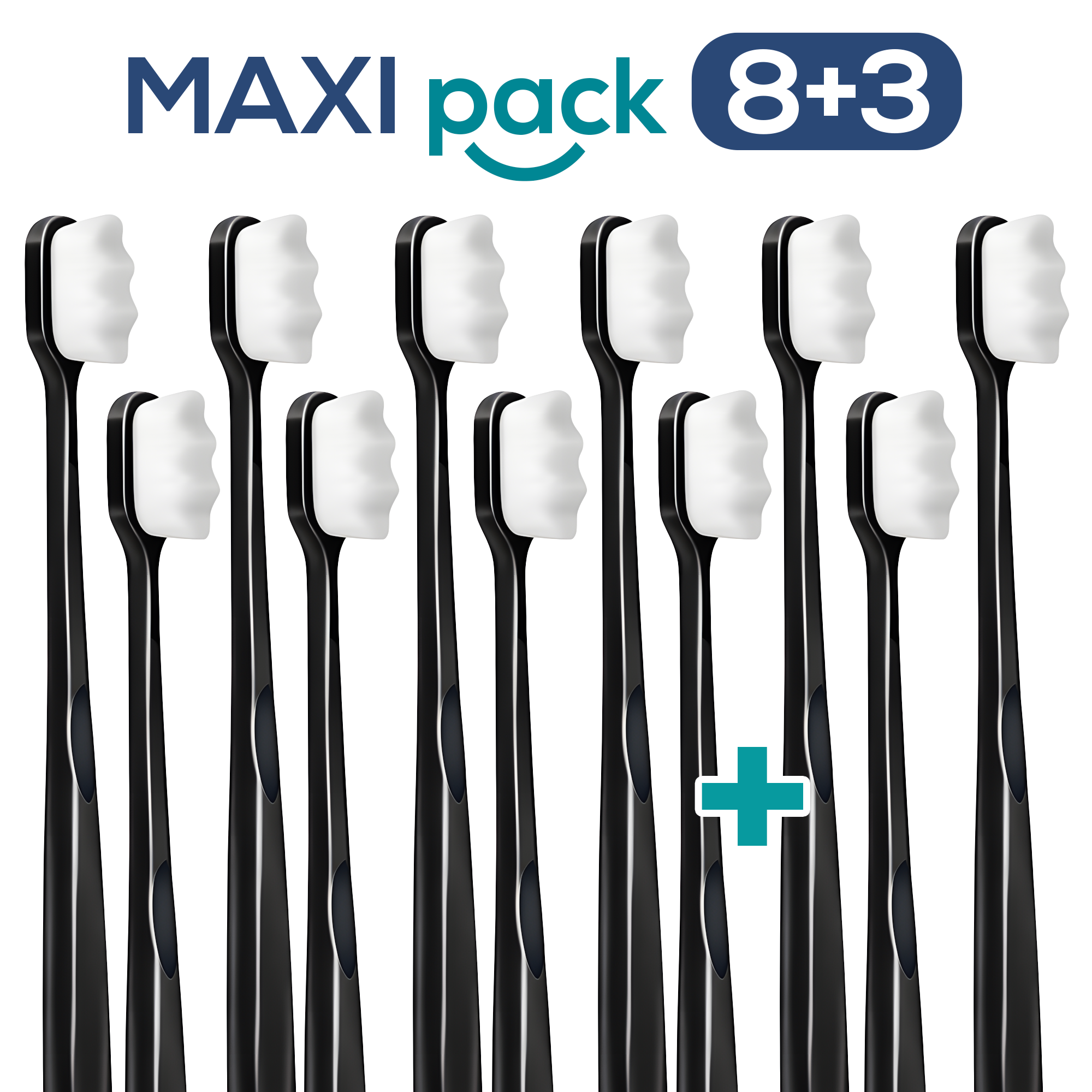 MAXI PACK 8+3 Ultrajemný zubní kartáček Nanosmile Black